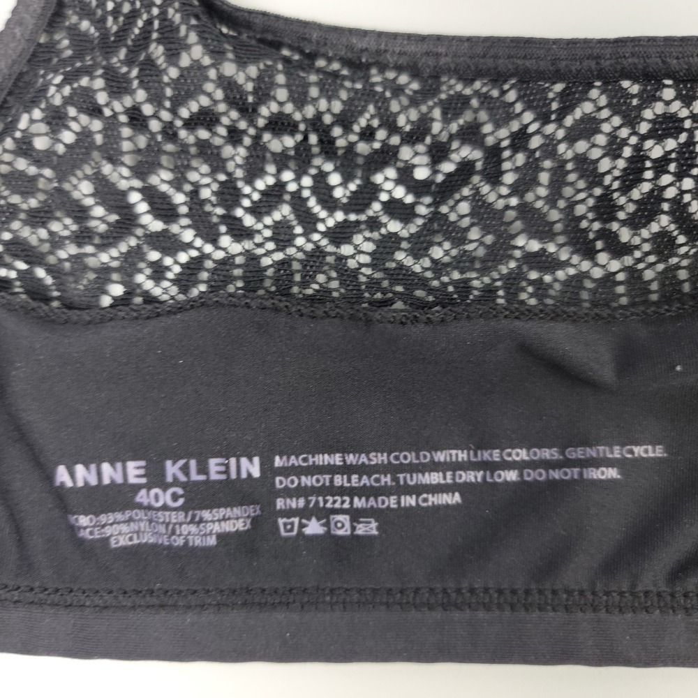 Auden & Anne Klein Underwire Bra Set 40C Blue Heathered Black Lace 2 Pack - Picture 7 of 8